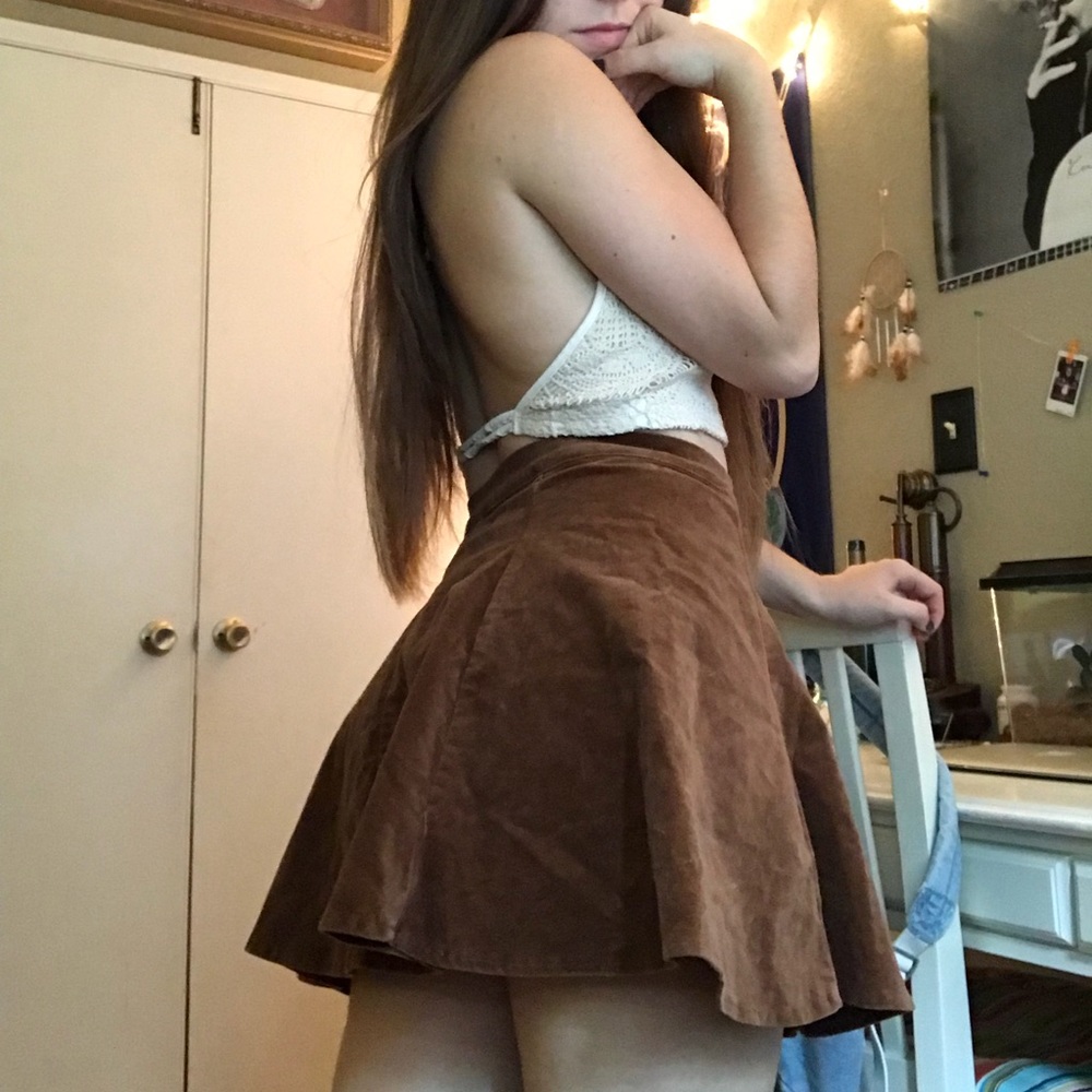 Brown button down skirt